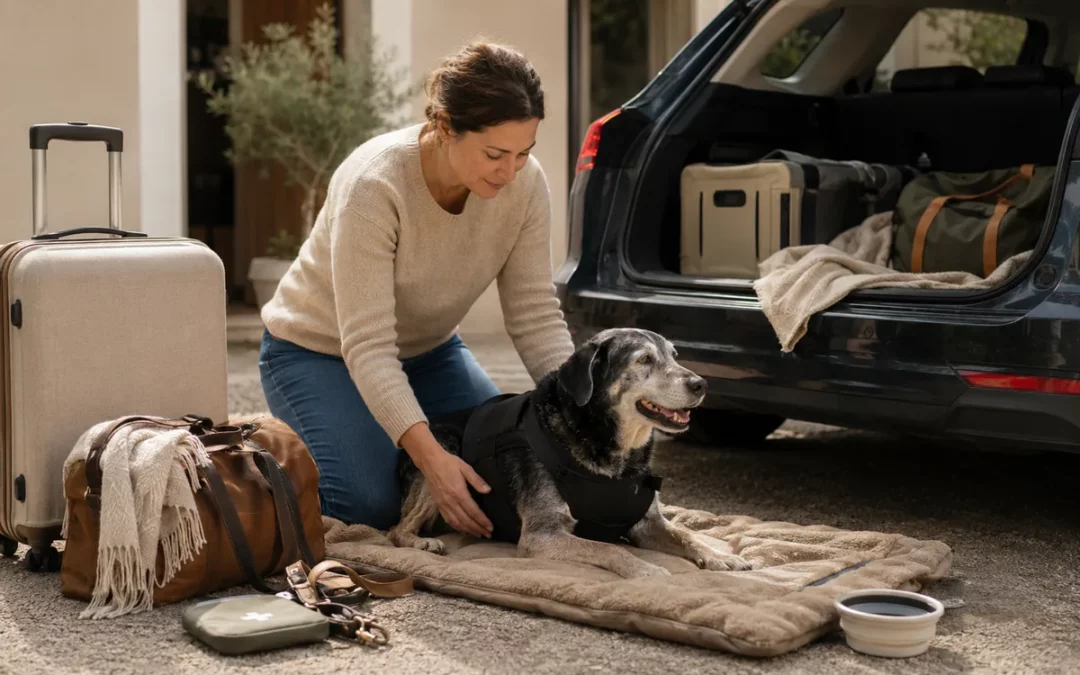 Voyager avec un chien âgé ou handicapé : voiture, train, avion et hébergement